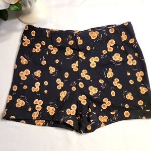 Brandy Melville High Waised Knit Shorts - Black Neutral Flowers